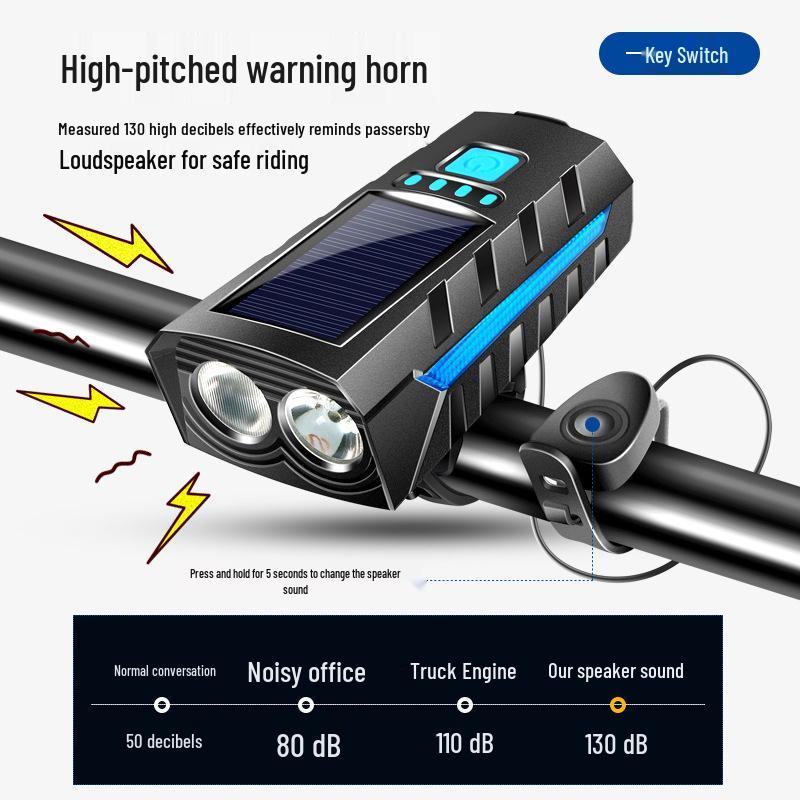 Multifunctional USB Rechargeable Solar Bicycle Headlight & Speaker