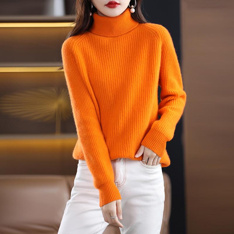 Dámský kašmírový svetr Qinghe kašmír 30% kašmír 70% vlna podzimní a zimní kašmírový hustý svetr měkký a teplý