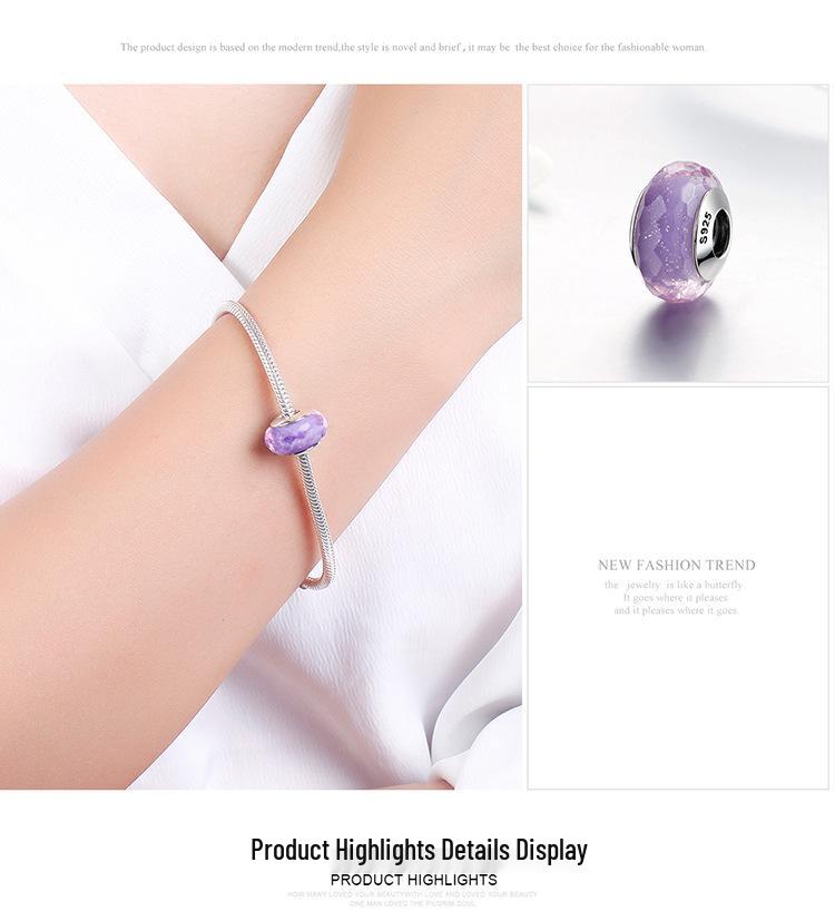 S925 Sterling Silver Bracelet with Shining Cut Glass Beads - DIY Bead Jewelry Accessories