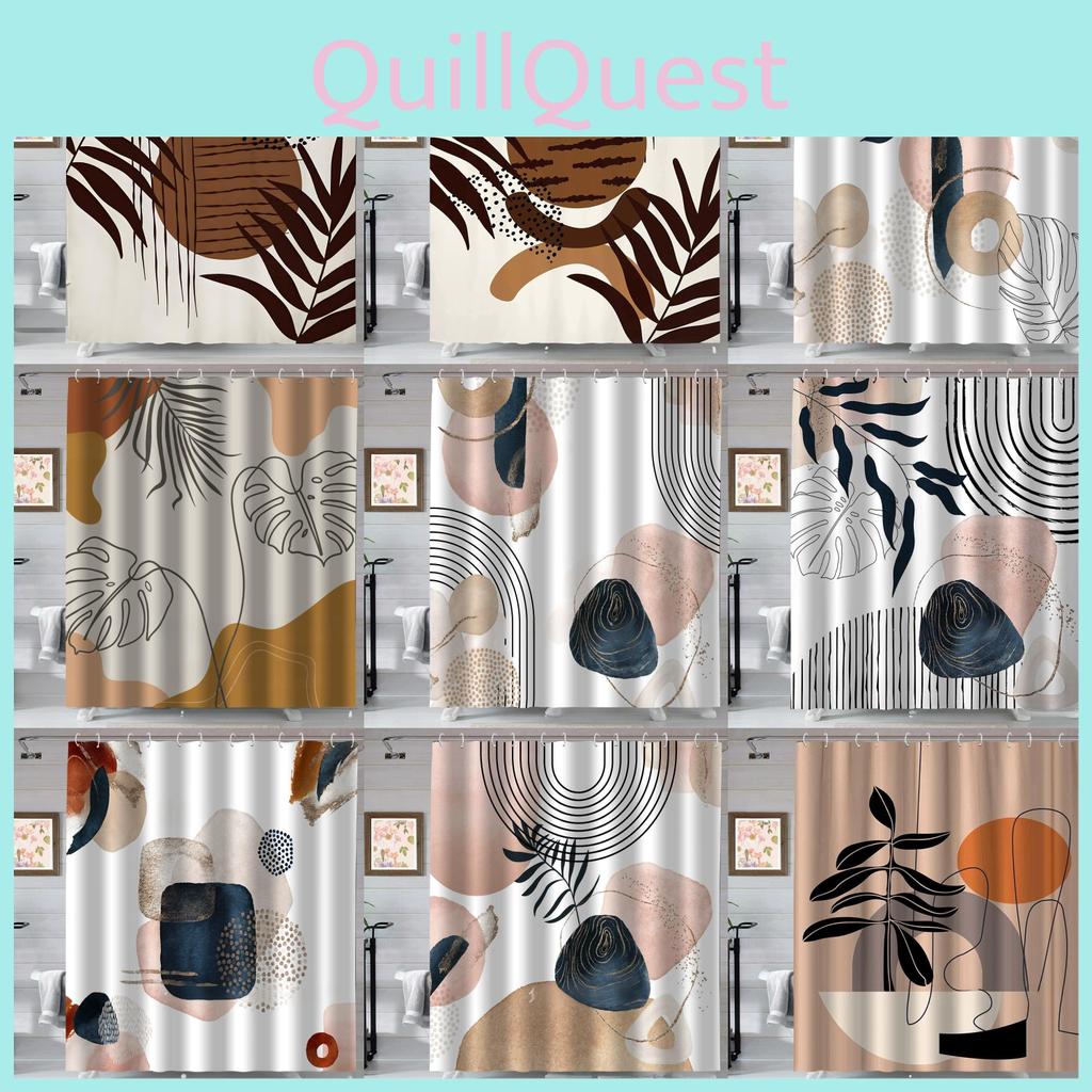 Boho Style Watercolor Polyester Shower Curtain Waterproof Fabric For Bathroom Decor And Privacy Divider