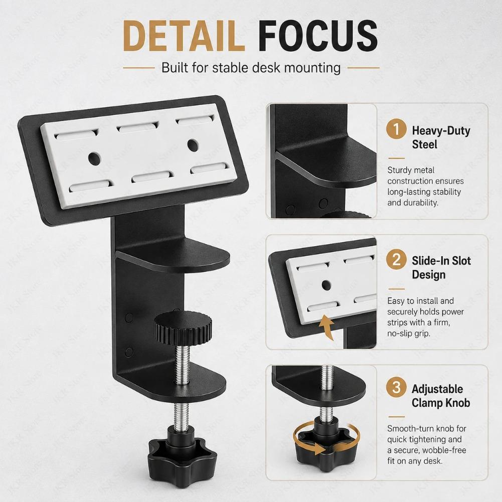 No Drill Power Strip Holder Under Desk Cable Management Tray for Socket Fixing Home Office Cord Storage Rack Organizer Accessory