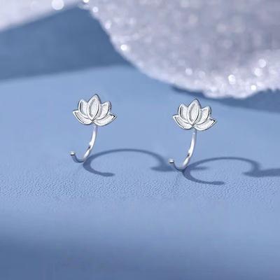 S925 Silver Lotus Stud Earrings, Vintage Floral Design, Versatile for Everyday Wear, Perfect for Dates.