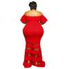 Plus Size Black Off Shoulder Ruffle Mesh Insert Bodycon Maxi Dress