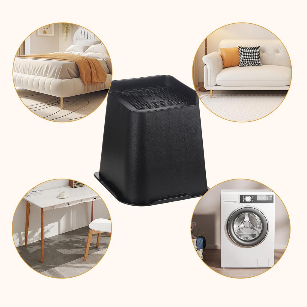 DEWEL Table Leg Extensions, Kotatsu Leg Raisers, Adjustable Height, 4-Piece Set, 500kg Weight Capacity, Approx. 15cm Height, Easy To Clean, Black
