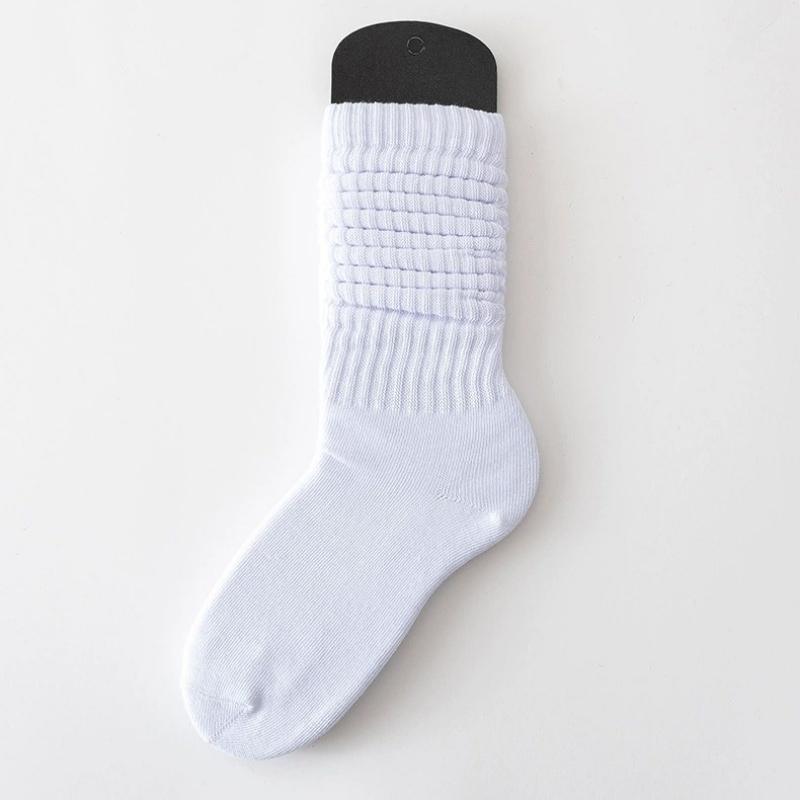 Chaussettes Mi-Mollet pour Femmes Extra Longues Montantes jusqu'au Genou Chaussettes Froncées Empilées Coton Chaussettes de Bottes pour Femmes Filles