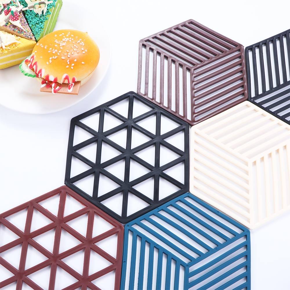 Desktop Geometric Hollow Non-slip Silicone Heat Resistance Trivet Mats Coaster Cup Pad Placemat