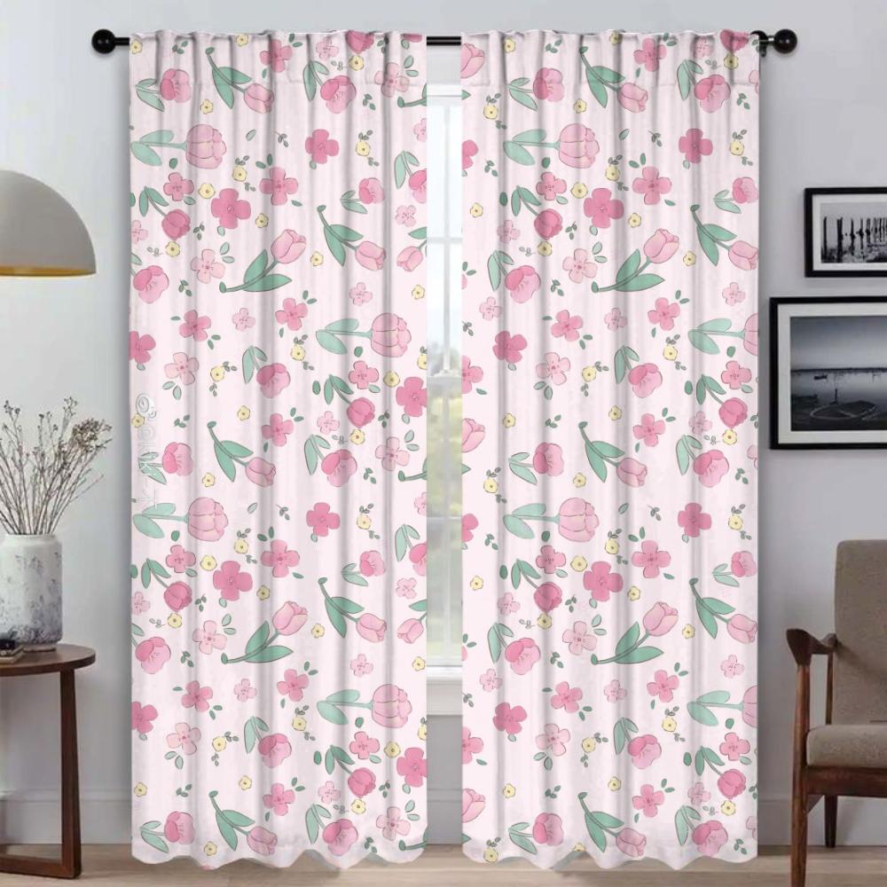 Floral Shades Halloween Decoration Modern Living Room Curtains for Camera Partition Blackout Curtain Tulle for Bedroom Kitchen