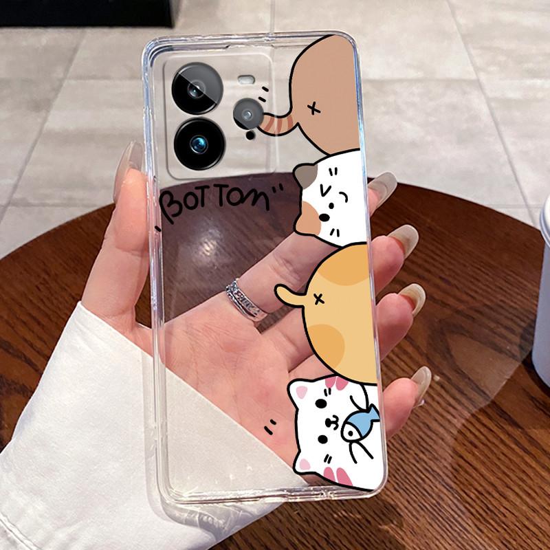 Jelly Casing For Realme GT 7 Pro / GT 7 / GT 7T Fundas Clear Silicone Soft TPU Back Cover Cute Cat Rabbit Heart Protective Case