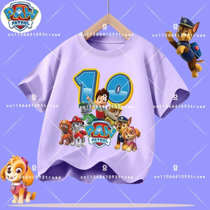 1-12 years old summer Polyester T-shirt for PAW Patrol children's short-sleeved casual top for girls and boys with cartoon print