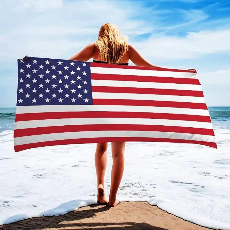 Beach Towel Quick Dry Sand Free Large USA Flag Bath Towel For Adults Swimming Pool Travel Mat Summer Vacation Blanket