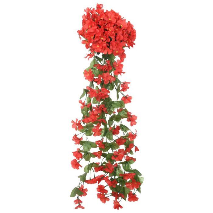 Guirlande de fleurs artificielles - vidaXL - Rouge - Soie artificielle - Polyéthylène - 85 cm