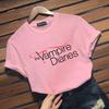 TXNew The Vampire Diaries Grafikdruck T-Shirt Damen Personalisiert Kreativ Rundhals Kurzarmshirt