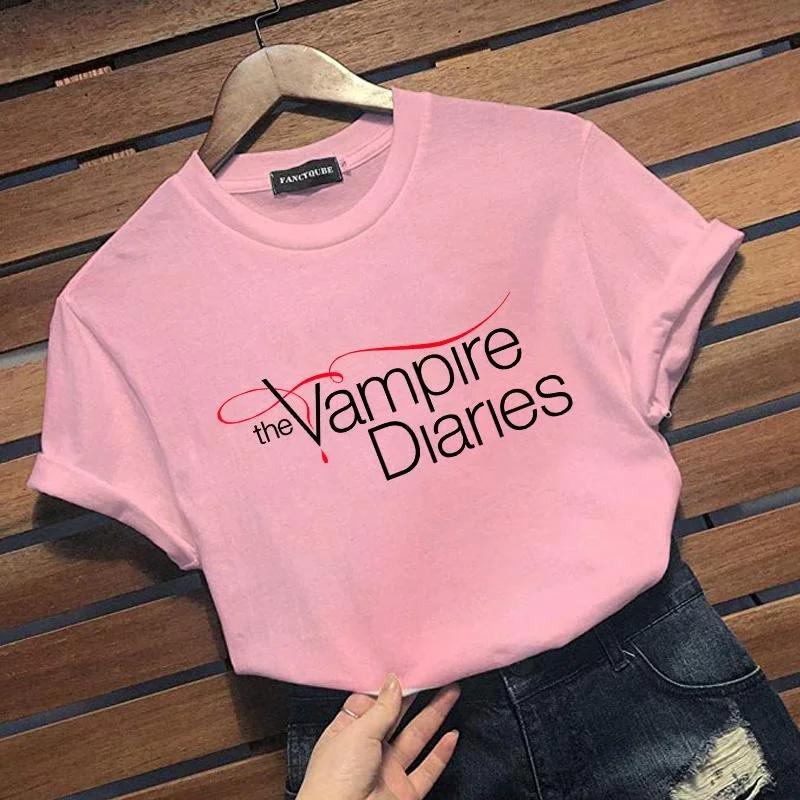 TXNew The Vampire Diaries Grafikdruck T-Shirt Damen Personalisiert Kreativ Rundhals Kurzarmshirt