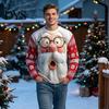 Crew Neck Sweatshirts Christmas Santa Print Sweatshirt for Men, Holiday Party Crewneck Long 3D Sleeve Top, Breathable Casual Loose Pullover