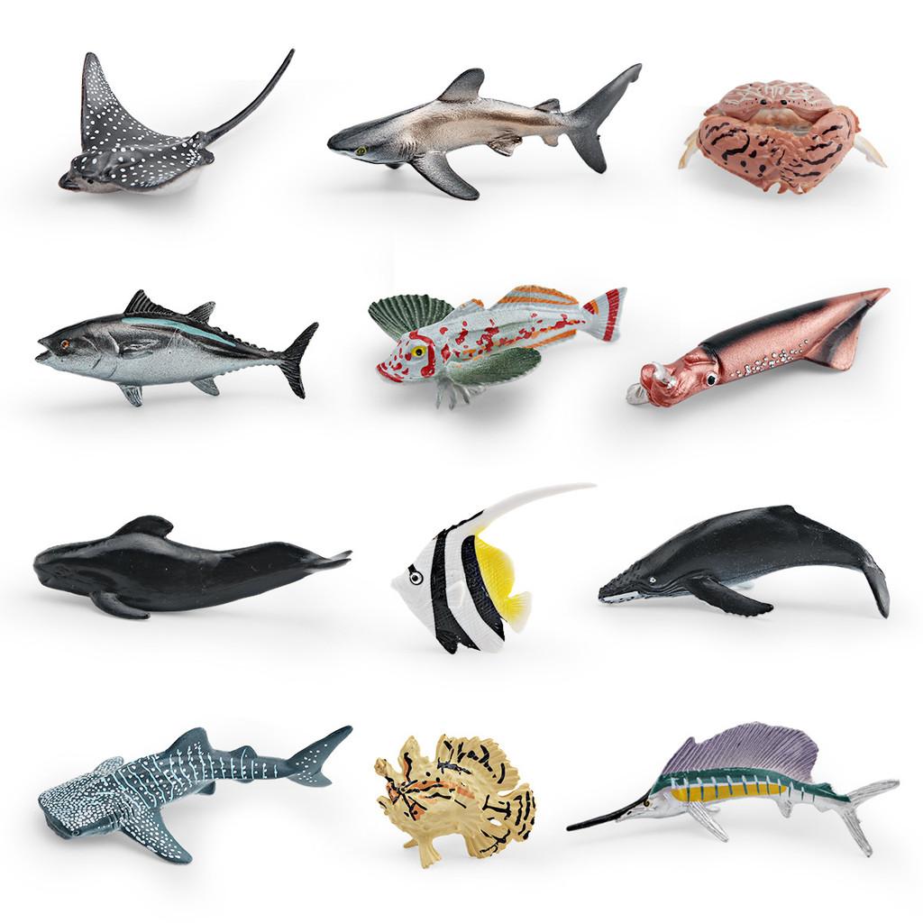 Set di Ornamenti da Tavolo Modelli di Razza di Profondità Simulati, Granchio, Calamaro, Orca, Squalo per Decorazione Stanza dei Giochi Educativa per Bambini