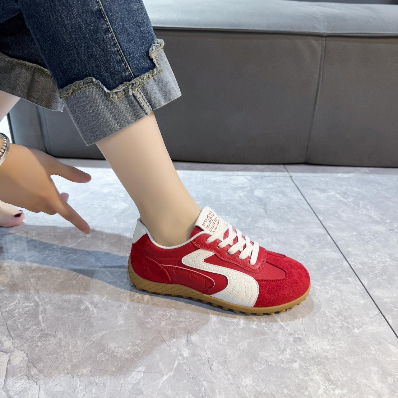 

Красные немецкие тренировочные туфли женские туфли 2025 новый популярный весна и лето супер огонь обувь Форреста Гампа универсальные кеды спортивная и повседневная обувь 40 красный