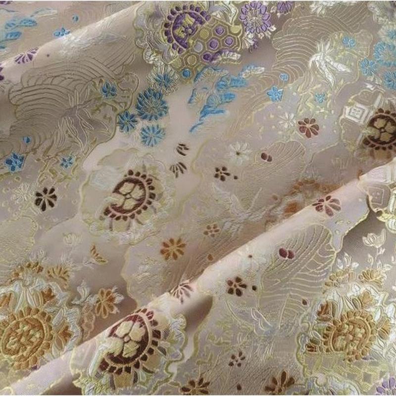 Wide 75cm Chinese-style Crane Jacquard Fabric for Sewing Traditional Hanfu Tang Suit Coat Luxuriou Satin Ethnic Clothing