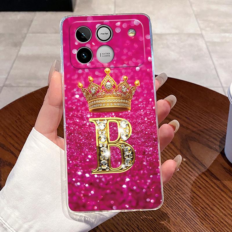 

Lucky Fashion Letter Glitter Crown Pattern Couple Phone Case For Honor Win RT Transparent TPU Silicone Shockproof Soft Casing Honor Win RT