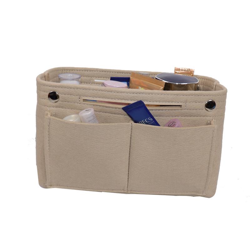 

High-End Felt Cosmetic Storage Bag with Snap Button Closure Coffee 22x13x8 cm