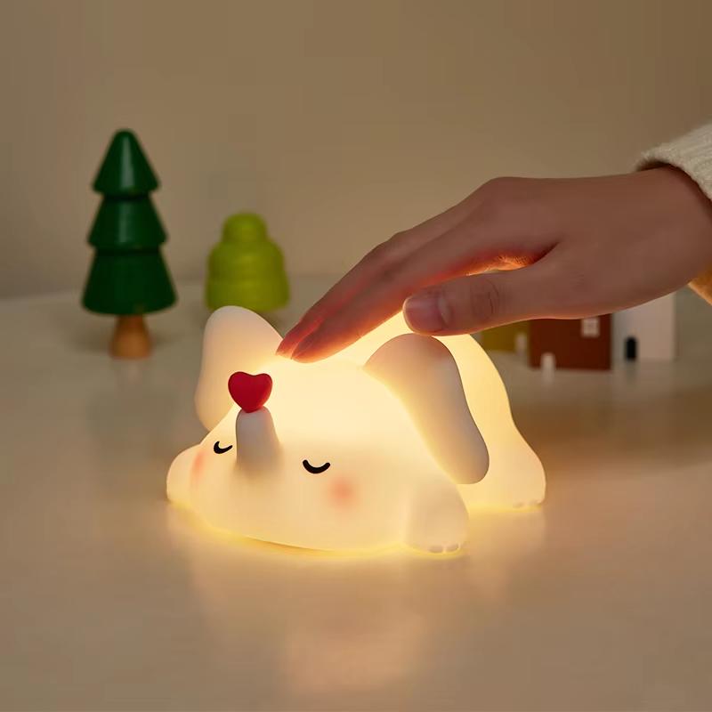 Cute Animal LED Night Light Touch Sensor Cartoon Kid's Nightlights Silicone Holiday Christmas Gift Bedside Lamp Bedroom Decor