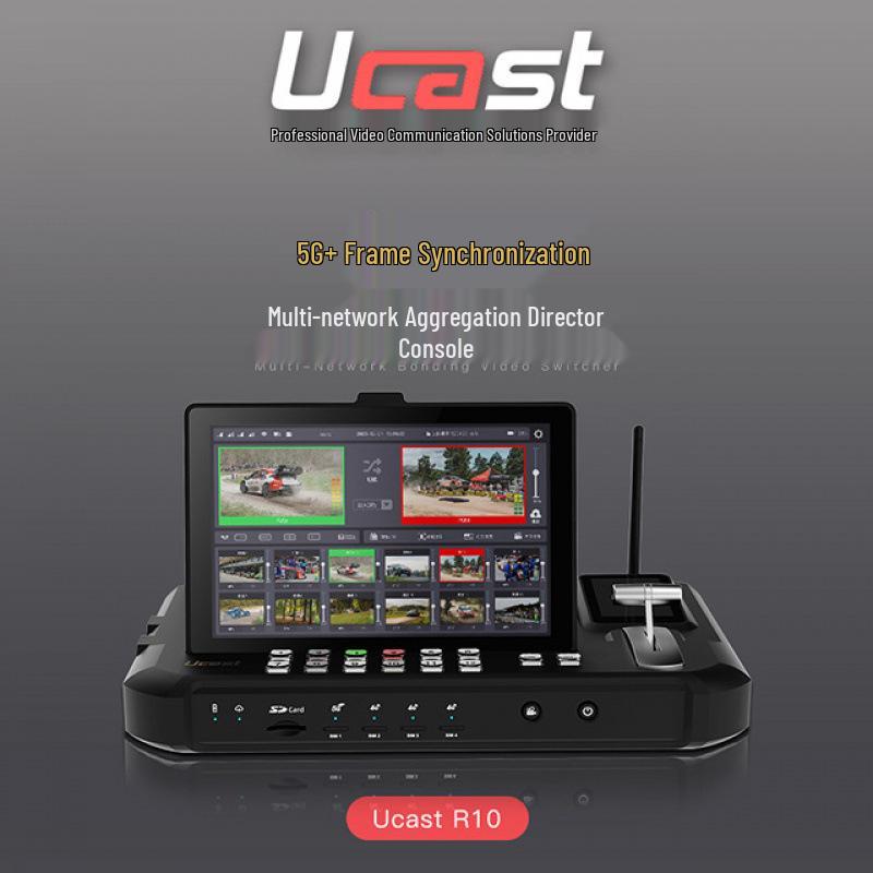 

7Ucast R10 Director Console: 12-Channel 5G Streaming Switch with Live Frame Sync & Green Screen Support