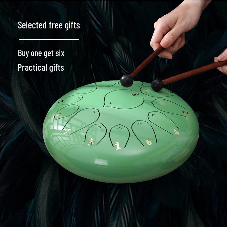 Chinese Style 13-Tone Lotus Steel Tongue Drum (12-inch): Ethereal Children's Educational Percussion Instrument