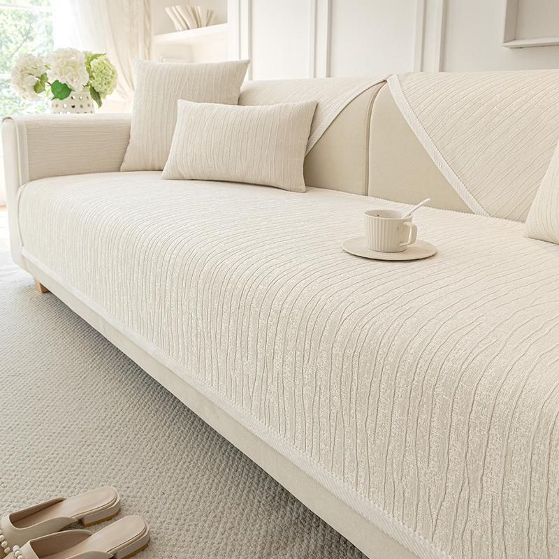 Cream Wind Sofa Cushion Non-Slip Four-Season Universal  New Chenille Seat Cushion Autumn And Winter Beige Cover Towel