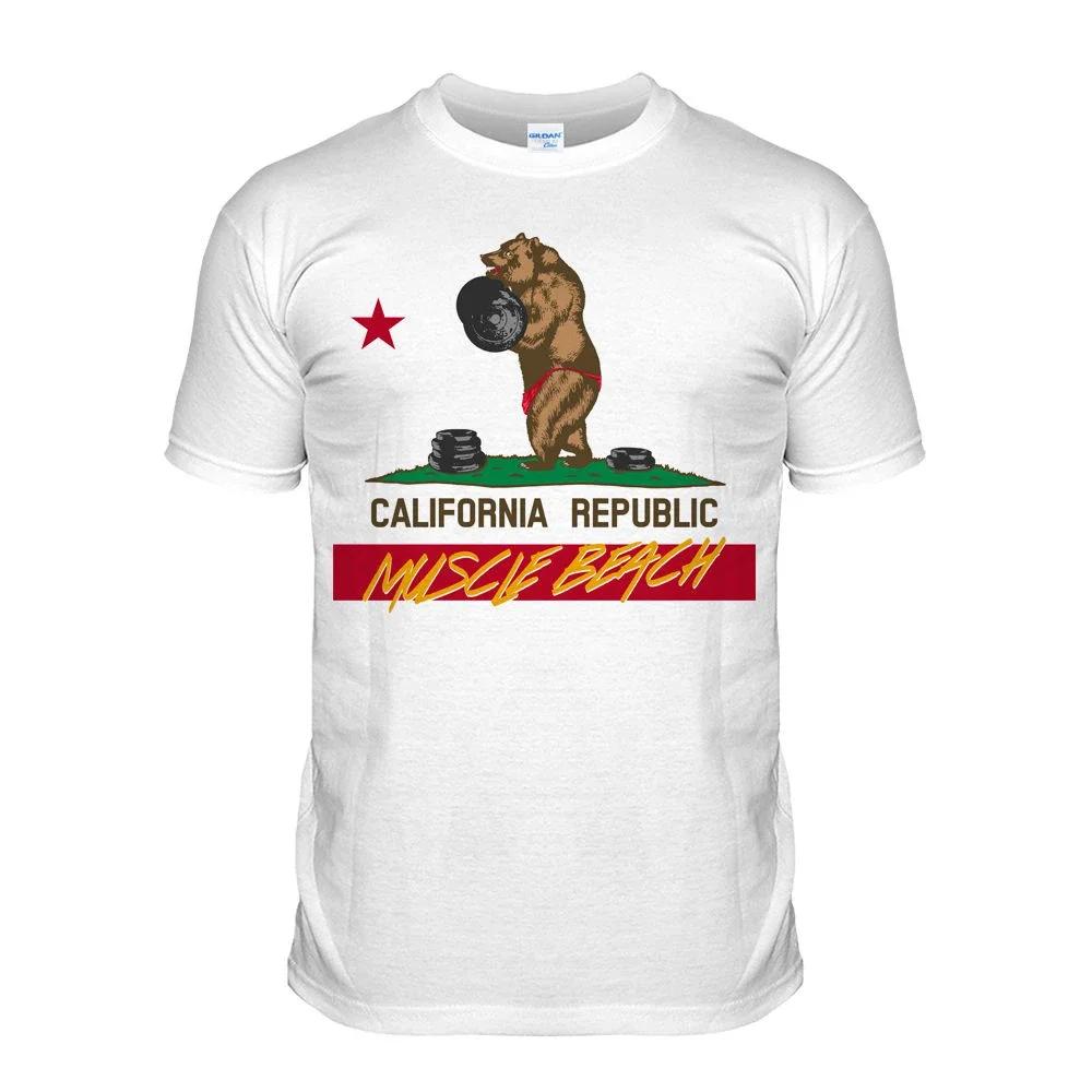 Funny California Muscle Beach Gym Fitness Training TShirt 100 Cotton ONeck Summer Short Sleeve Casual Mens Tshirt Size S3XL S