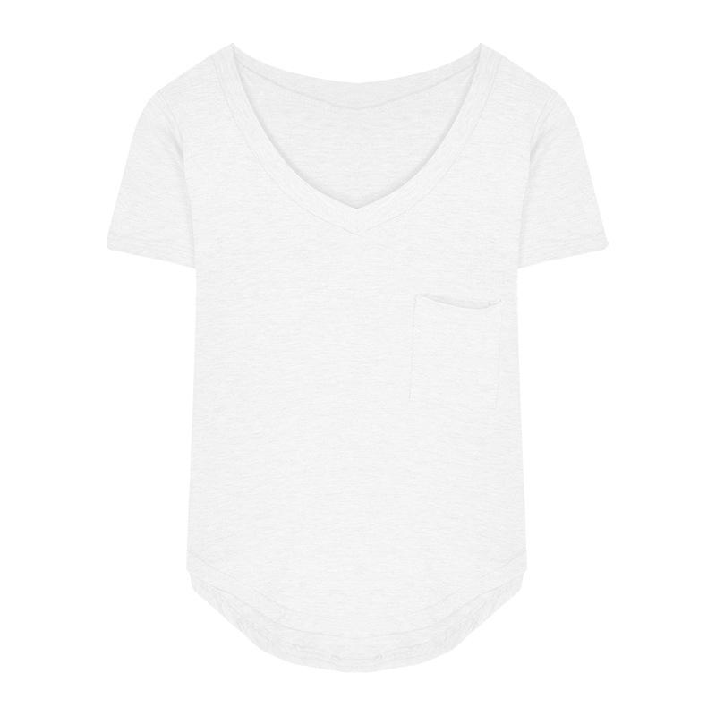 2026 Summer Women V-neck Solid T-Shirt Casual Loose Top Short Sleeve Tee Shirt M белый