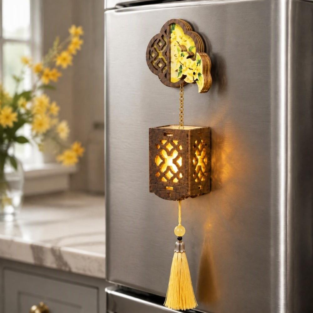 Wooden Refrigerator Magnet Battery-powered Refrigerator Stickers Kitchen Decor