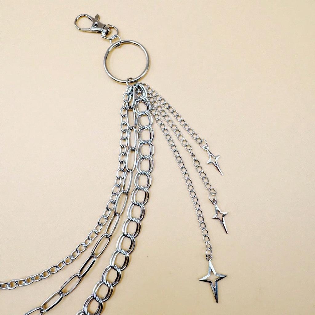 European and American Jewelry Hollow Cross Awl Pendant Trouser Chain New Star Waist Chain Multi-Layer Decoration