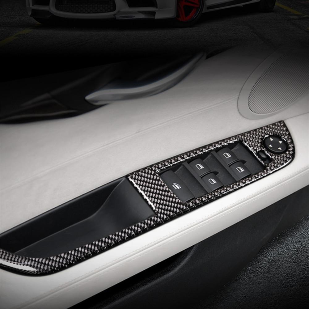 2Pcs Carbon Fiber Car Window Lifter Button Control Switch Armrest Panel Frame Cover Sticker Accessories For BMW Z4 E89