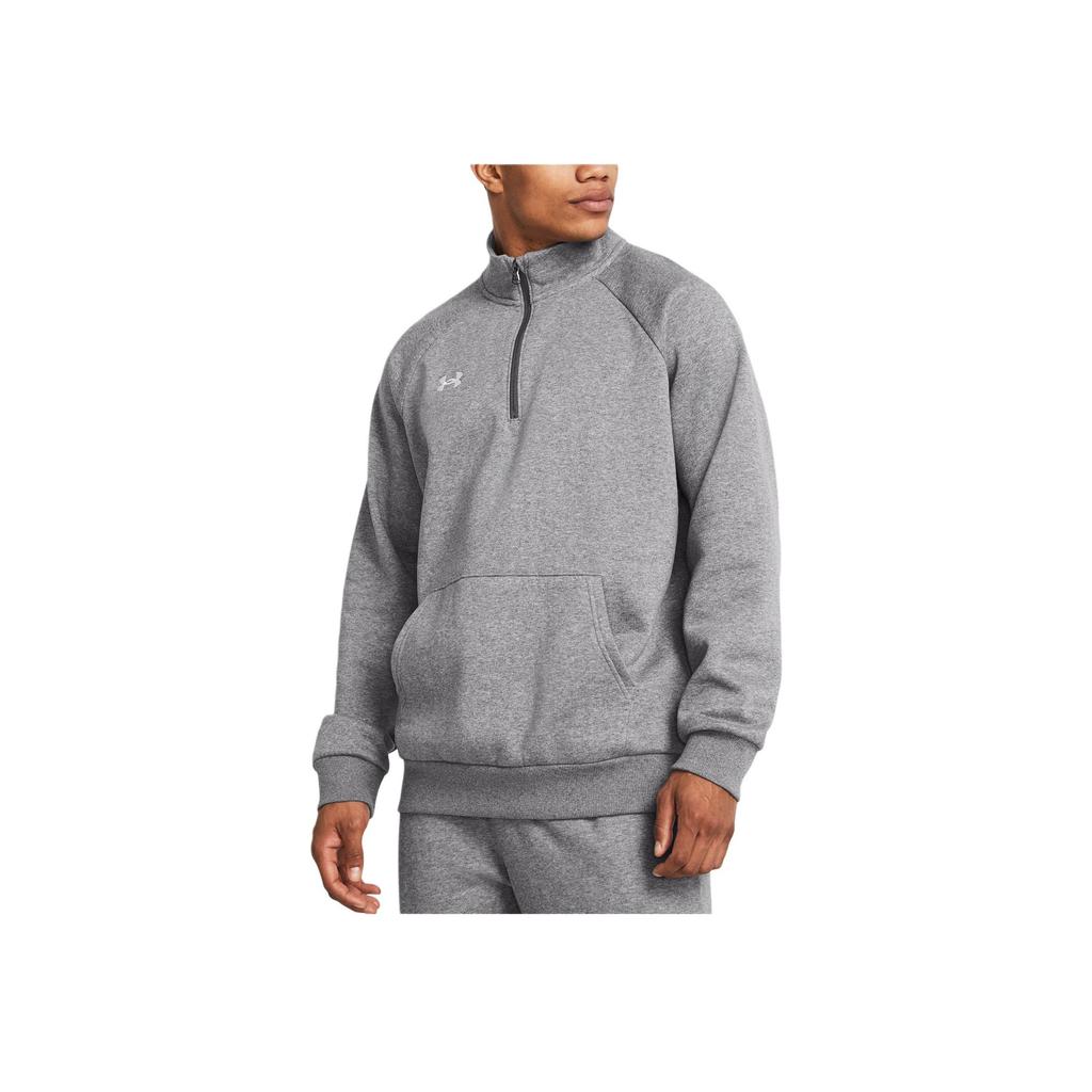 Under Armour UA Rival Mock Neck Logo Print Loose Fit Raglan Long Sleeve Sweatshirt Men Sweatshirt Gray 1386016-025