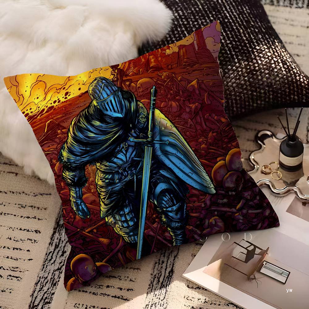 DARK SOULS Adventure Game Pillow Covers Cartoon Sofa Decorative Home Double-sided Printing Short Plush Cute Cushion Cover