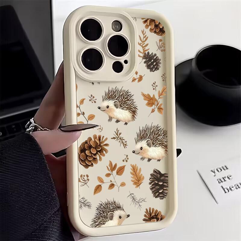 

Стильный Модный Милый Ежик Мягкий Чехол Для Телефона Для Xiaomi 13 12 11 Lite 5G 15T 14T 13T 12T 14 Poco X7 X6 X5 M6 F5 F6 F7 Pro For Xiaomi 15T слоновая кость