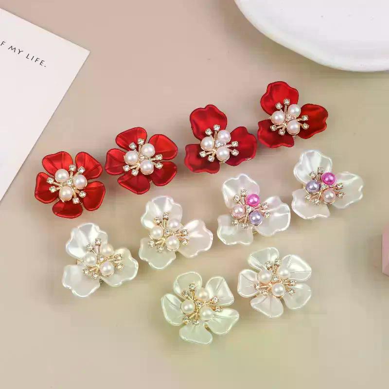 2pcs Shirt Button Covers Floral Buttons Seamless Sewing Clip Decorative Shirts Dresses Fashion Button Clips Clothing Accessory