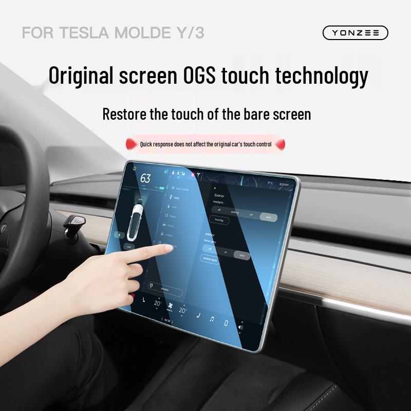 Tesla Model 3/Y Yoke Refresh Screen & Console Protection Kit: Tempered Glass & HD Film