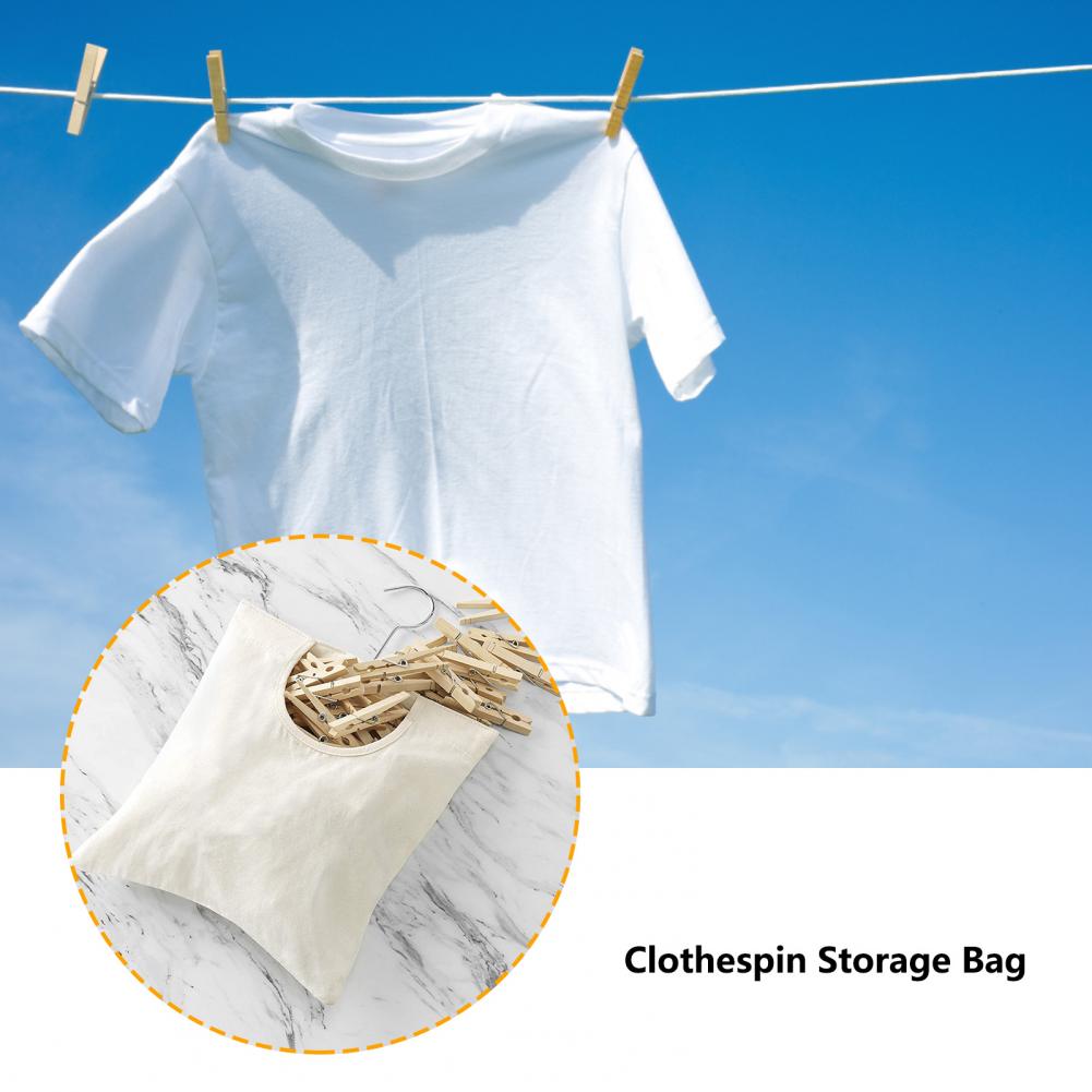 Clothespin Storage Bag Hangable Large Capacity Storage Hanging Pocket Polyester Portable Clothes Peg Storage Bag for Bedroom