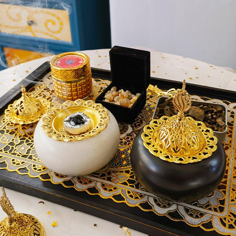 Ceramic Aromatherapy Censer Arabian Dome Design Incense Burning Tray Bakhoor Holder Yoga Space