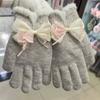 New Gloves Women's Autumn and Winter with Wool High-value Bow Wool Knitted Warm New Gloves