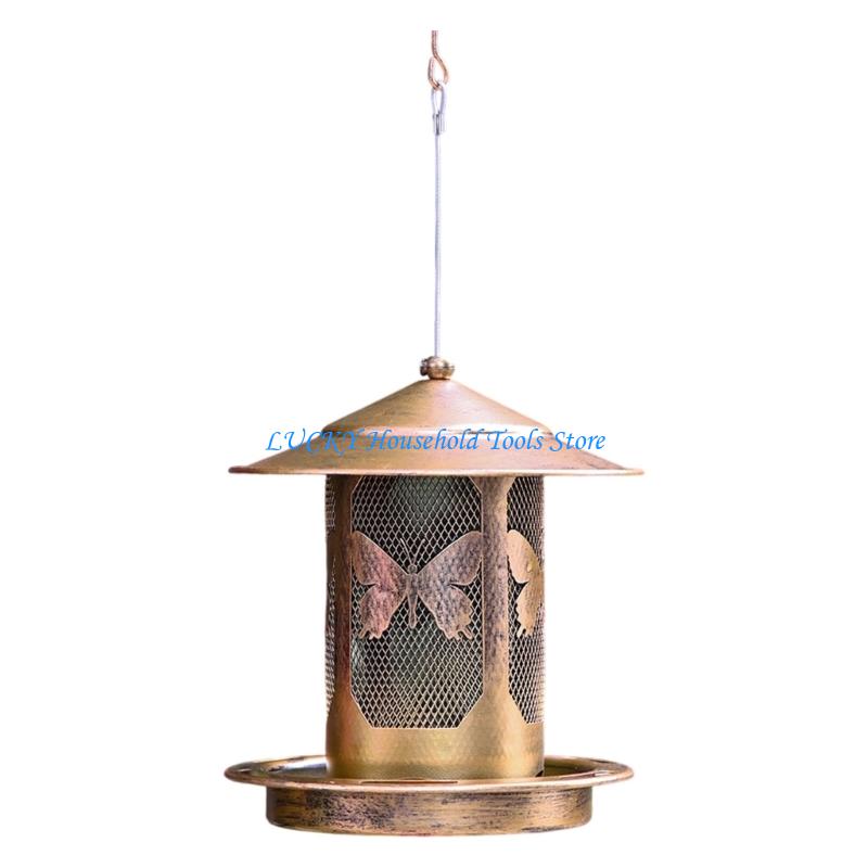 J0MC Outdoor Metal Bird Feeder Feeding Ports Squirrels Resistant Heavy Duty