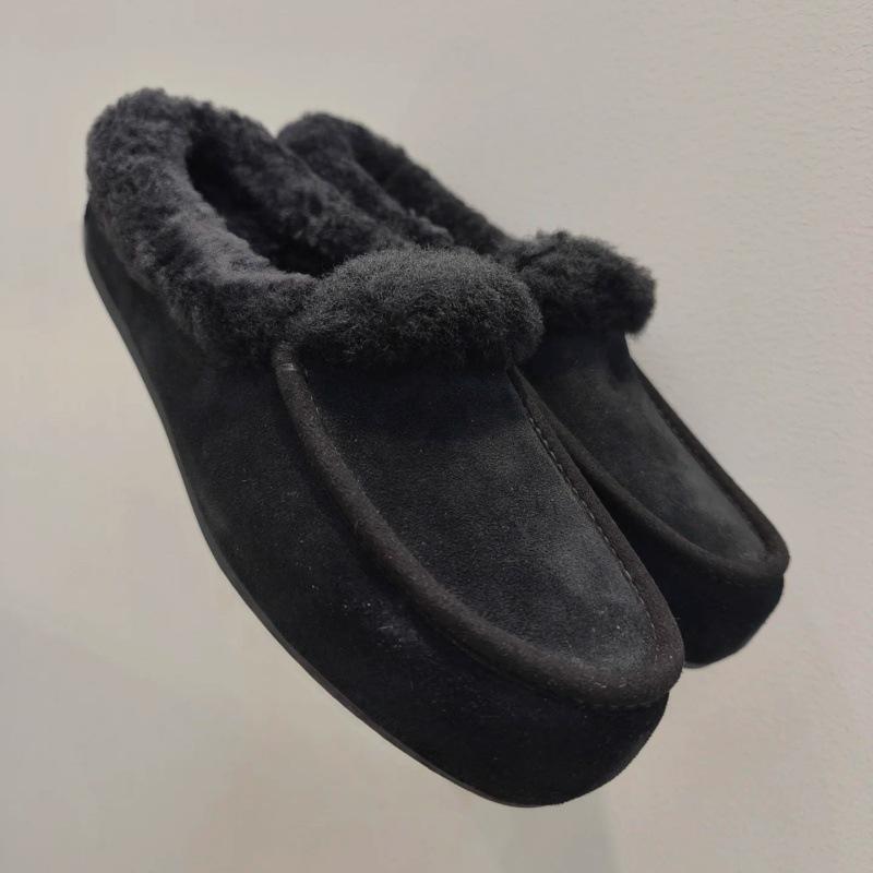 

Гутегга Корейская версия британского стиля ретро круглая голова ленивый один педаль снег теплый Мао Мао Мюллер обувь супер теплые хлопковые туфли 40 чёрный