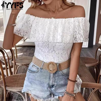 Women's Fashion Casual Summer Spring Solid Color Print Short Sleeve One Shoulder Blouses & Shirts