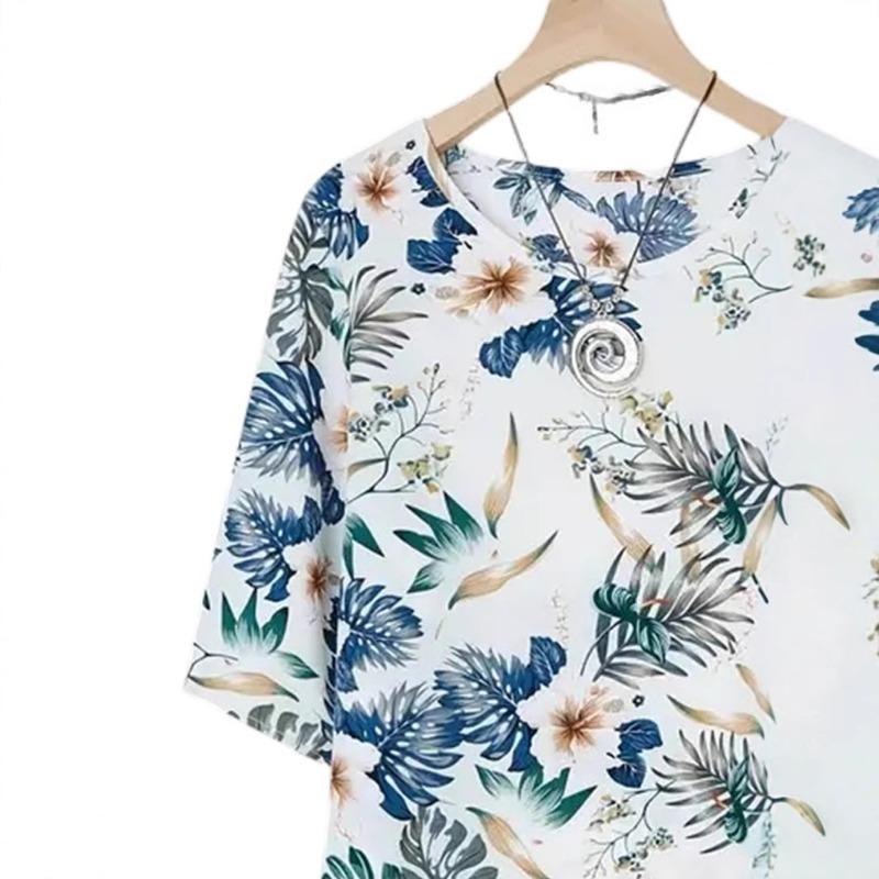 Spring and Summer Casual Set with Printed Short Sleeves and Long Pants