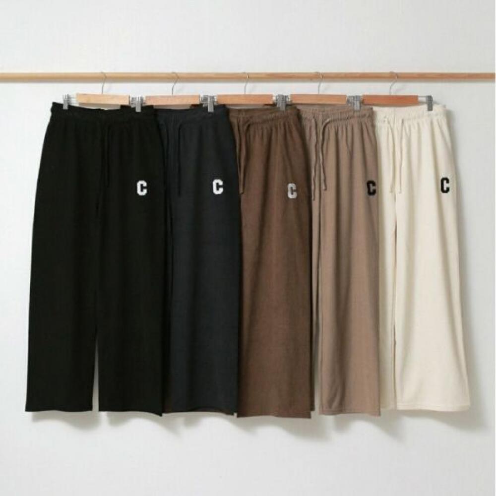 From Heart Women Daily Golden C Embroidery Banding Jogger Wide Pants
