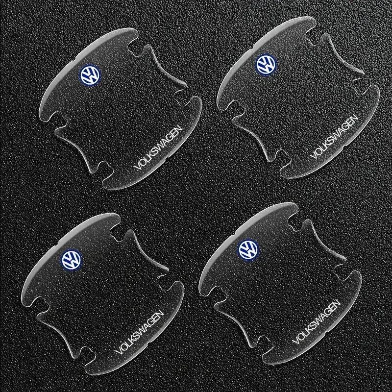 4PCS Transparent Car Door Handle Sticker For VW GTI Atlas Jetta Touareg Variant Golf Polo Taos Passat Decoration Protector Film 3TGDS