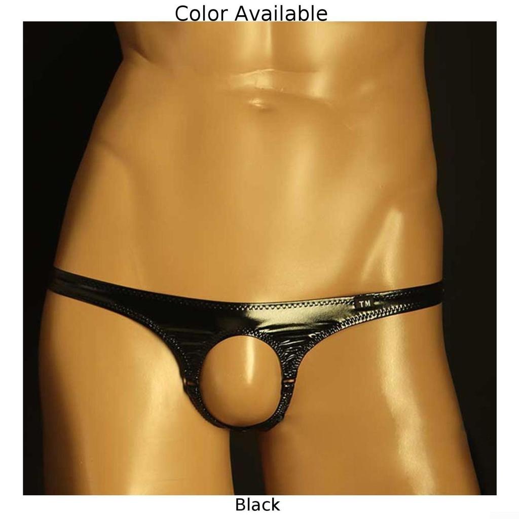 Bikini Mens Underwears Faux Faux Leather Open Pouch