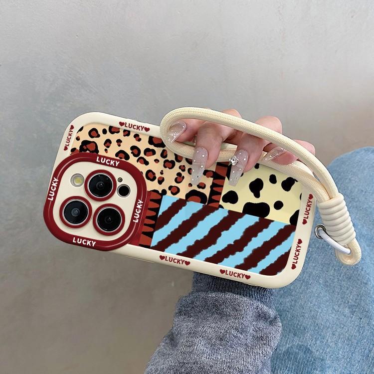 Spliced Leopard Print for Apple 16 Promax Puff Shell for IPhone 15 New Model 14 Creative 13 Cartoon Anti-fall 12