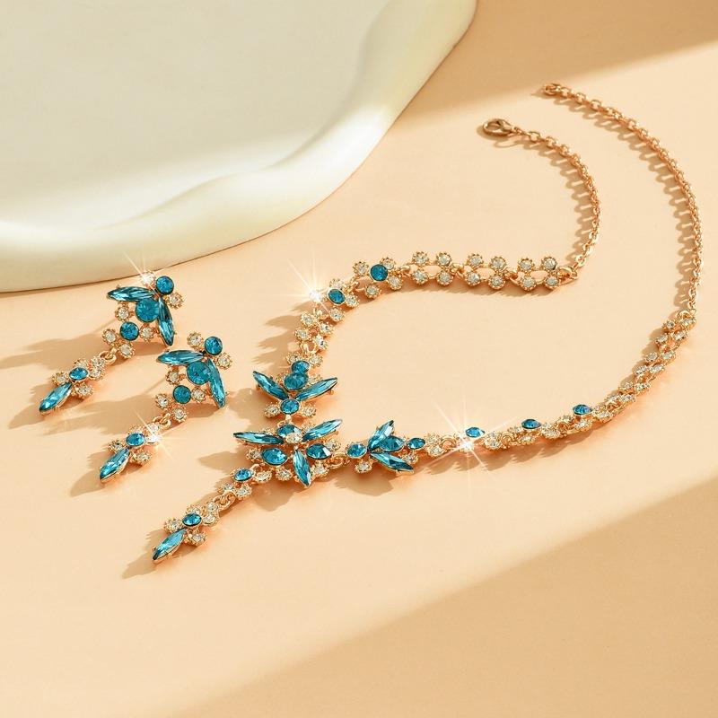 BLINGBAY Women's Jewelry Set Fairycore Romantic Wedding Bridal Accessories Retro Rhinestones Elegant Necklace Earrings Set Women's Modern Jewelry Gift