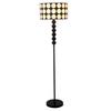 Modern LED Corner Floor Lamp with Ambient Lighting for Living Room, Black Floor Stand with Unique Fabric Lampshade, 59.84 Inch Tall, Includes Cable,